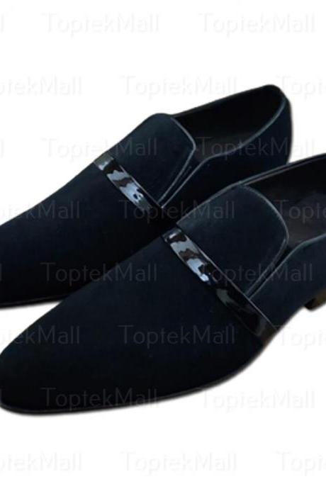 Handmade Men&amp;#039;s Leather Loafers Slip Ons Dress Black Coloured Designer Stylish Formal Shoes-97