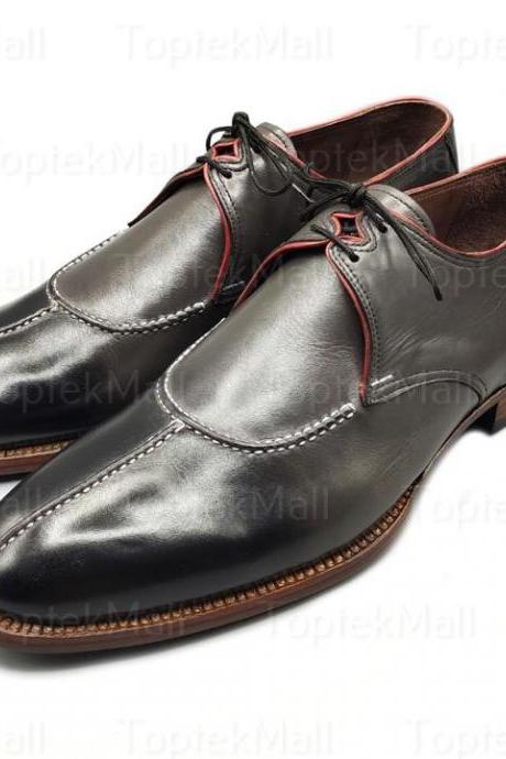 Handmade Men&amp;#039;s Leather Wingtip Black Dress Stylish Formal Stylish Oxfords Trendy Shoes -99