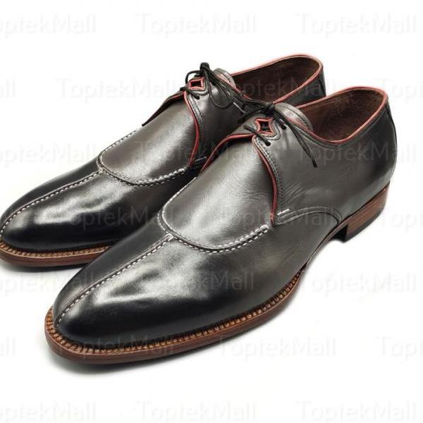 Handmade Men's Leather Wingtip Black Dress Stylish Formal Stylish Oxfords Trendy Shoes -99